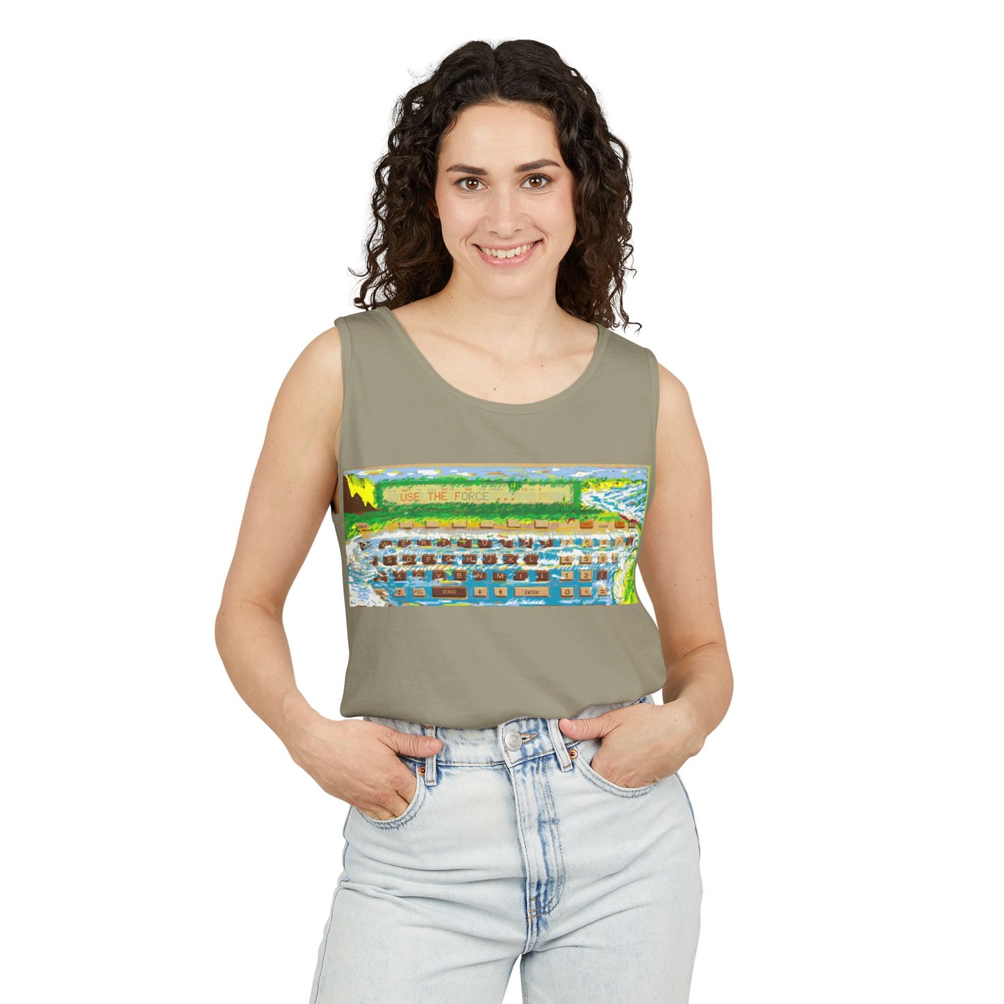 Pocket Computer Inspired Tank Top | Unisex Retro Graphic Tee for Tech Lovers, Summer Fashion, Gift for Nerds, Festival Wear, 80s Style