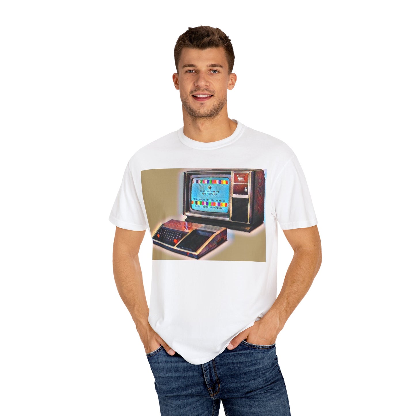 TI 99/4A Home Computer T-Shirt | Water Art Color | Ideal for tech enthusiasts and collectors