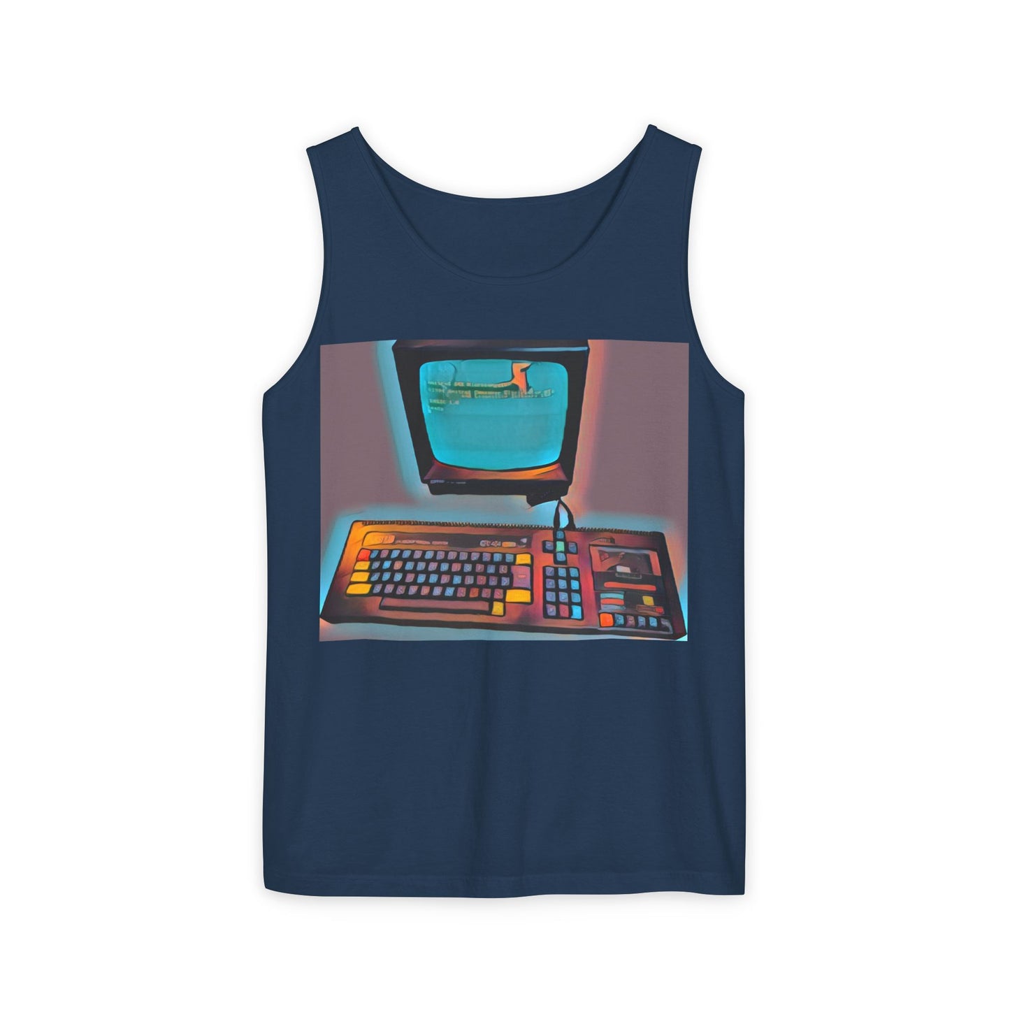 Classic 8 bit home computer inspired Tank Top | Print Art Color | Unisex Retro Graphic Tee for Tech Lovers, Summer Fashion, Gift for Nerds, Festival Wear, 80s Style