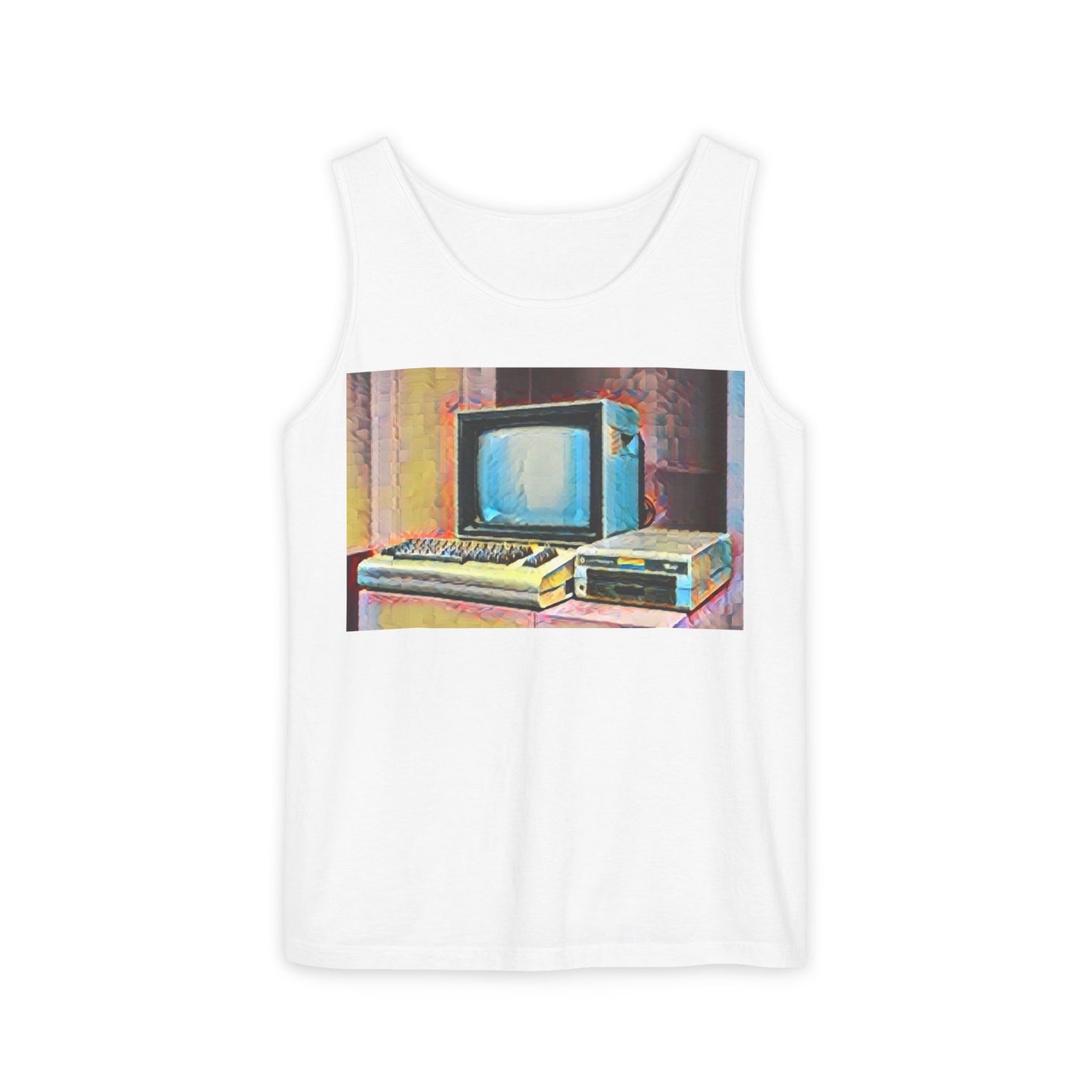Classic 8 bit home computer inspired Tank Top | Spray Art Color | Unisex Retro Graphic Tee for Tech Lovers, Summer Fashion, Gift for Nerds, Festival Wear, 80s Style