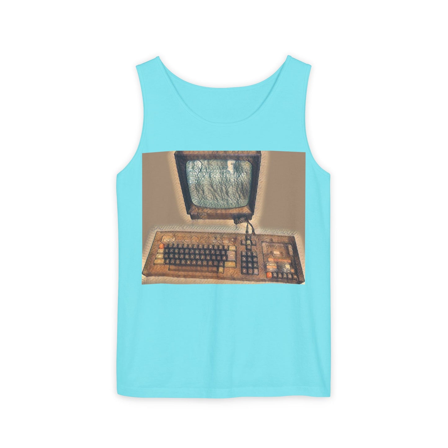 Classic 8 bit home computer inspired Tank Top | Faded Art Color | Unisex Retro Graphic Tee for Tech Lovers, Summer Fashion, Gift for Nerds, Festival Wear, 80s Style