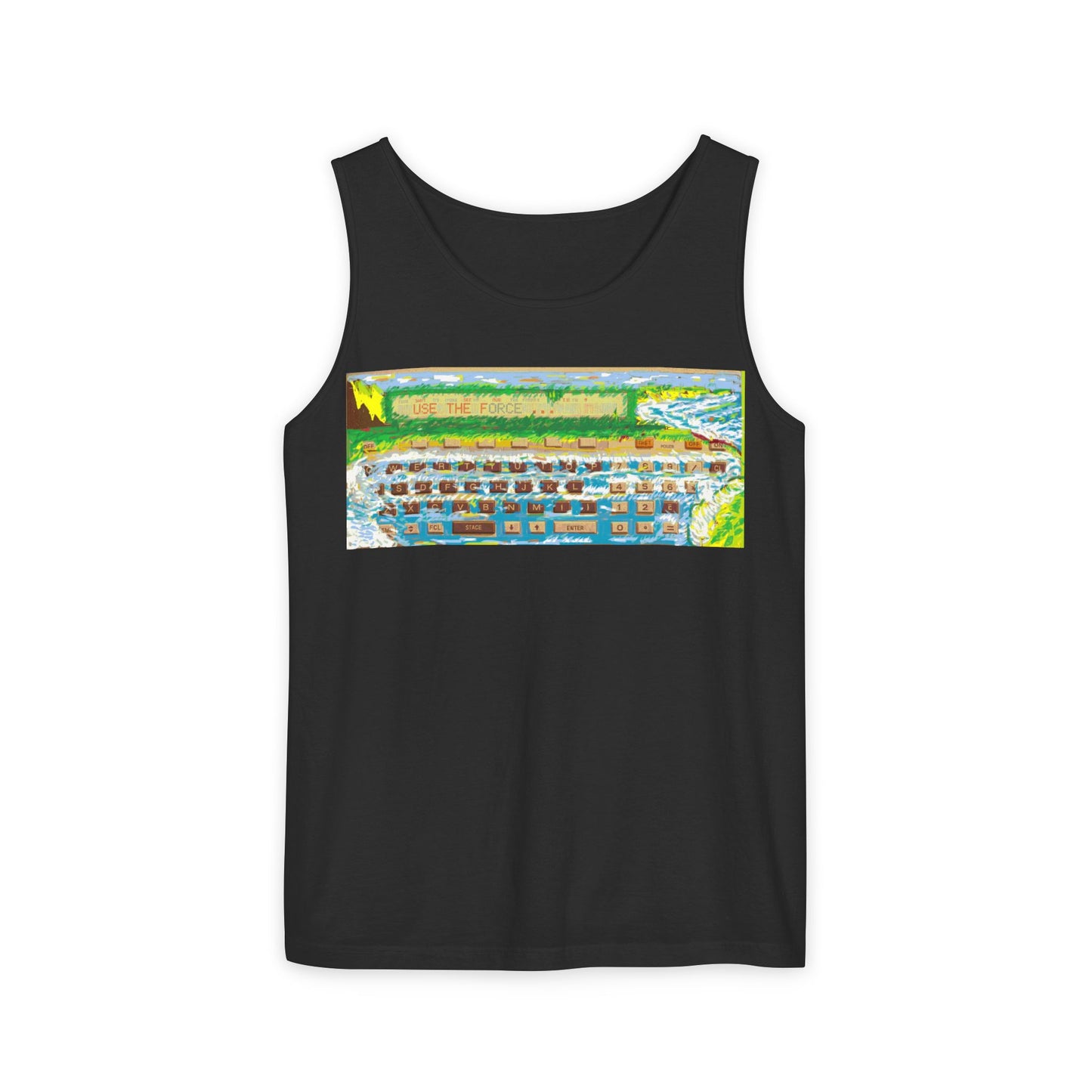 Pocket Computer Inspired Tank Top | Unisex Retro Graphic Tee for Tech Lovers, Summer Fashion, Gift for Nerds, Festival Wear, 80s Style