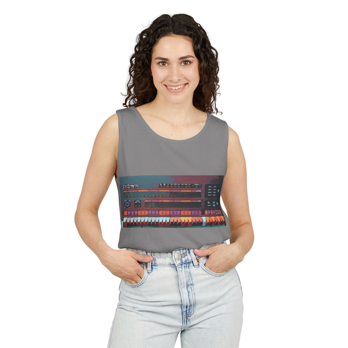 Mini Computer Inspired Tank Top | Unisex Retro Graphic Tee for Tech Lovers, Summer Fashion, Gift for Nerds, Festival Wear, 80s Style