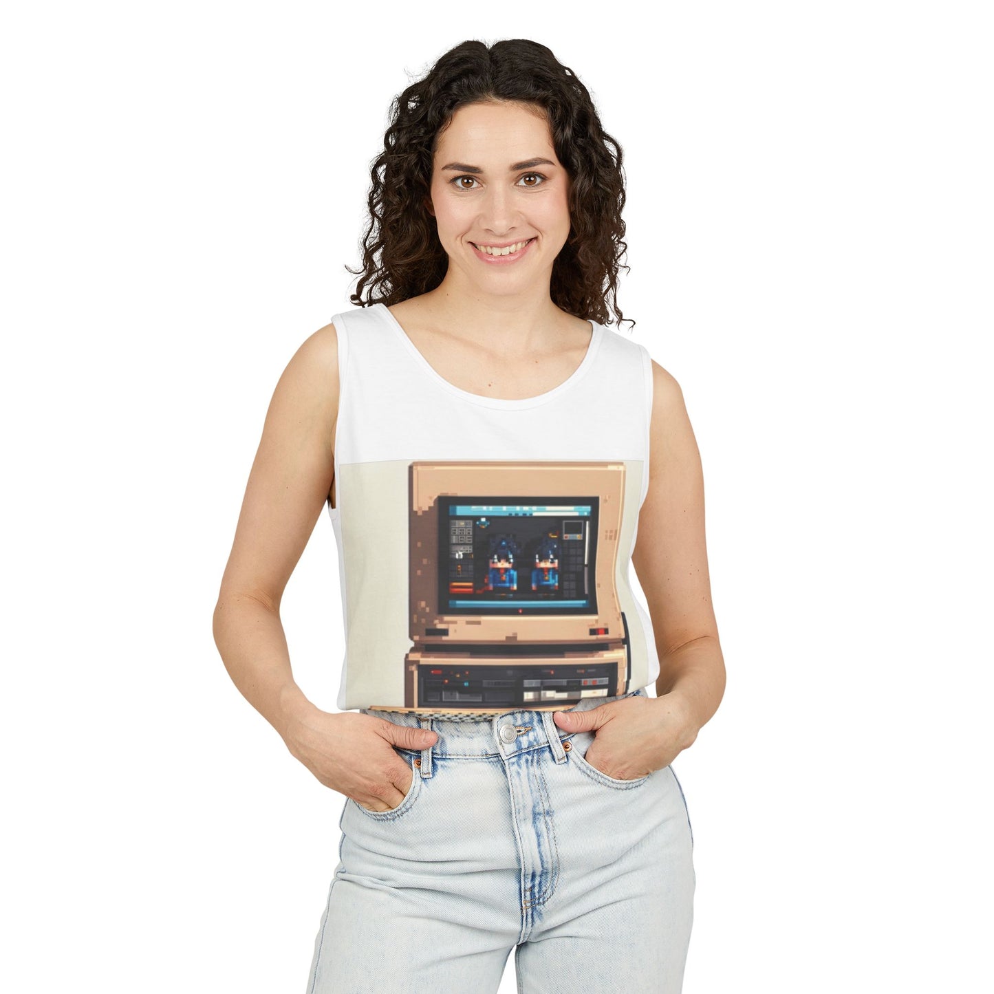 Classic business machine inspired Tank Top | Pixel-Color Art | Unisex Retro Graphic Tee for Tech Lovers, Summer Fashion, Gift for Nerds, Festival Wear, 80s Style