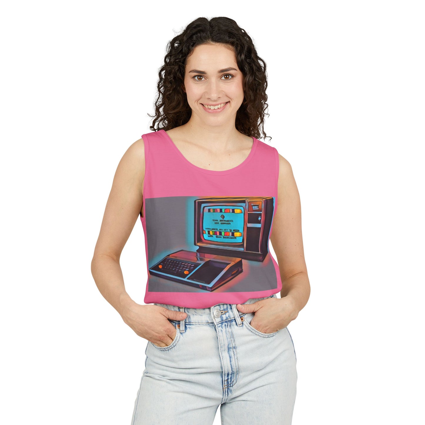 TI-99/4A Computer Inspired Tank Top | Print Art Color | Unisex Retro Graphic Tee for Tech Lovers, Summer Fashion, Gift for Nerds, Festival Wear, 80s Style