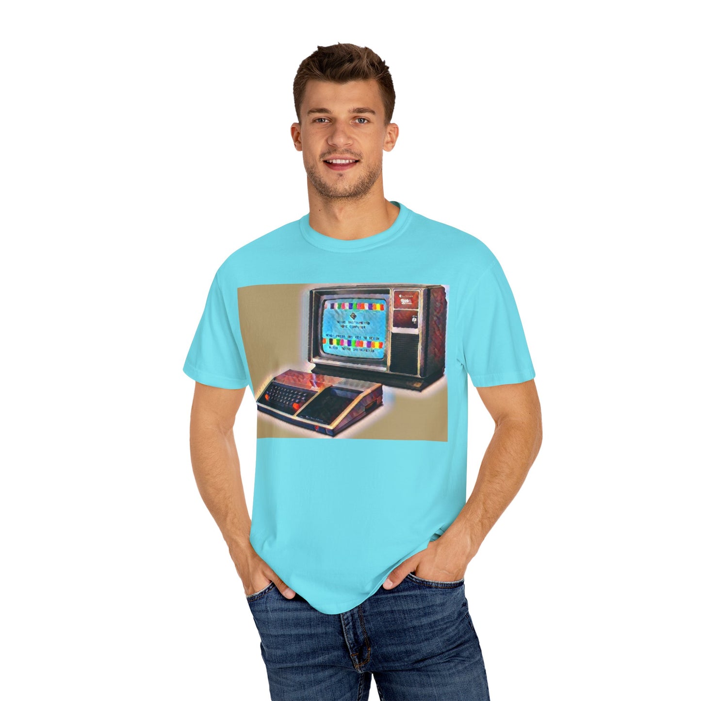 TI 99/4A Home Computer T-Shirt | Water Art Color | Ideal for tech enthusiasts and collectors