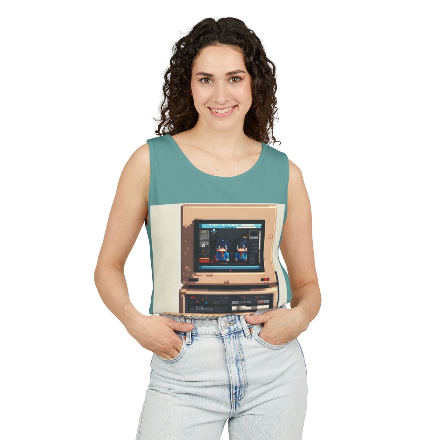 Classic business machine inspired Tank Top | Pixel-Color Art | Unisex Retro Graphic Tee for Tech Lovers, Summer Fashion, Gift for Nerds, Festival Wear, 80s Style