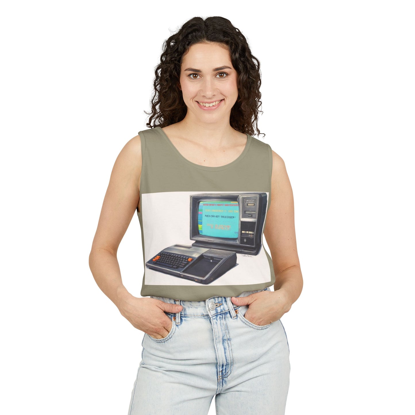 TI-99/4A Home Computer Inspired Tank Top | Mosaic Art Color | Unisex Retro Graphic Tee for Tech Lovers, Summer Fashion, Gift for Nerds, Festival Wear, 80s Style