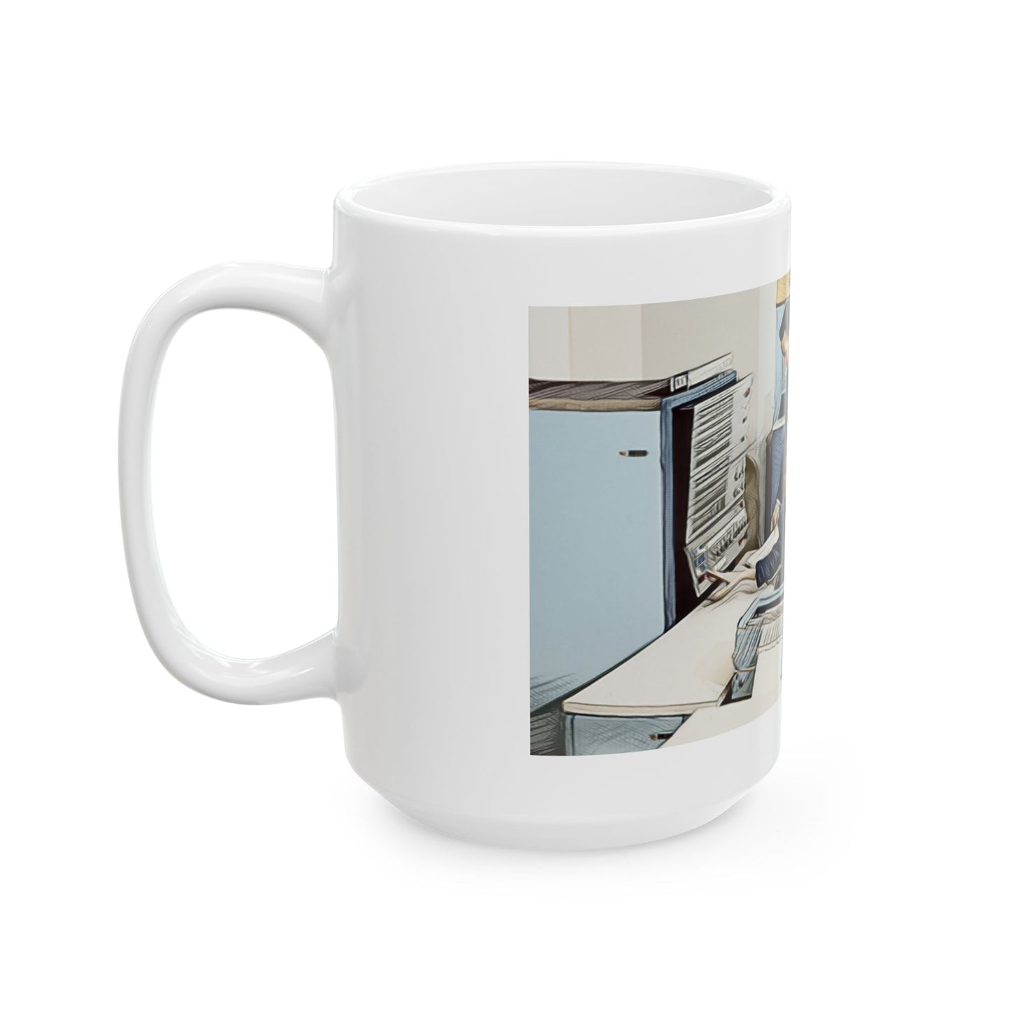 Classic Mainframe Ceramic Mug in Print Art Color Design | Perfect for Tech Lovers