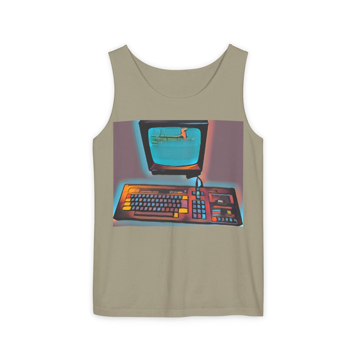 Classic 8 bit home computer inspired Tank Top | Print Art Color | Unisex Retro Graphic Tee for Tech Lovers, Summer Fashion, Gift for Nerds, Festival Wear, 80s Style