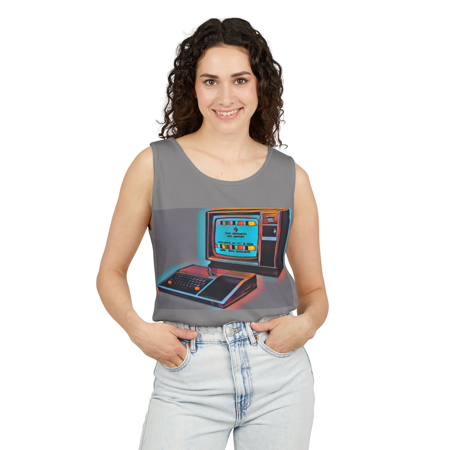 TI-99/4A Computer Inspired Tank Top | Print Art Color | Unisex Retro Graphic Tee for Tech Lovers, Summer Fashion, Gift for Nerds, Festival Wear, 80s Style