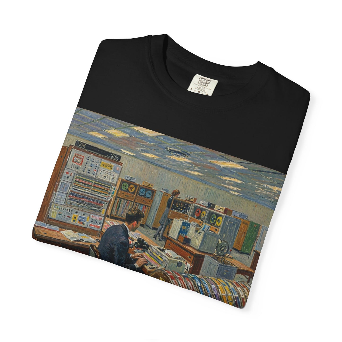 Classic Mainframe T-Shirt with tape storage units on back - Print Art Color