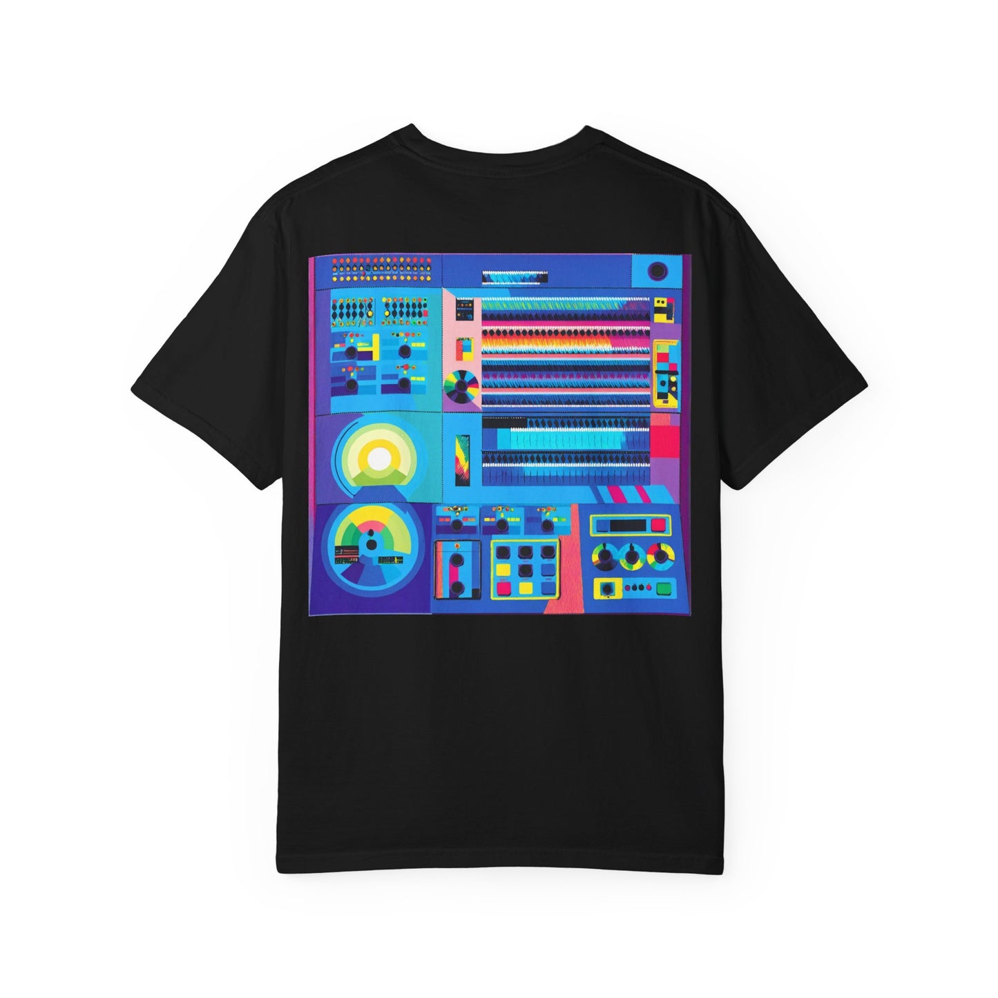 Classic Mainframe Computer T-Shirt with control panel on back - Modern Art Color