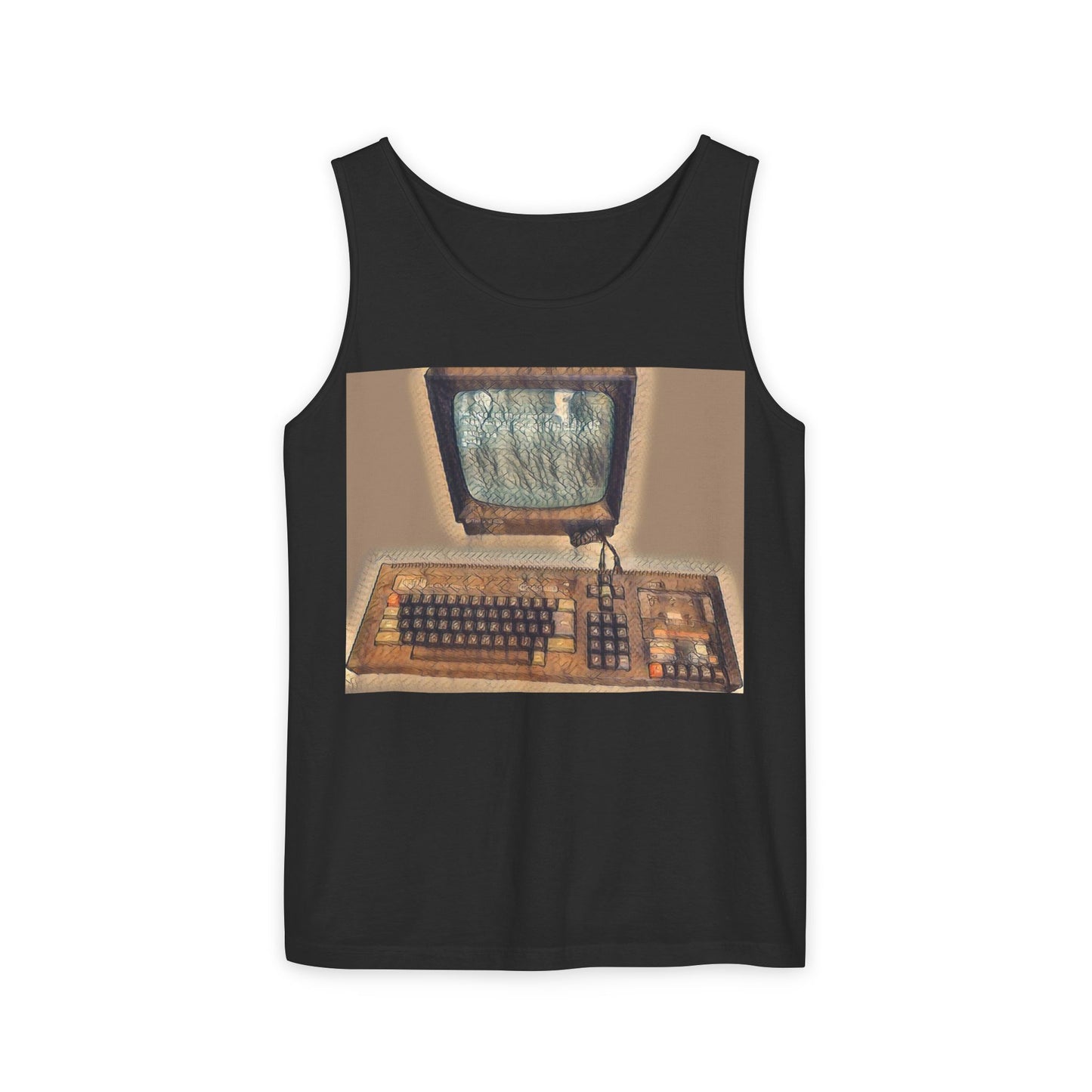 Classic 8 bit home computer inspired Tank Top | Faded Art Color | Unisex Retro Graphic Tee for Tech Lovers, Summer Fashion, Gift for Nerds, Festival Wear, 80s Style