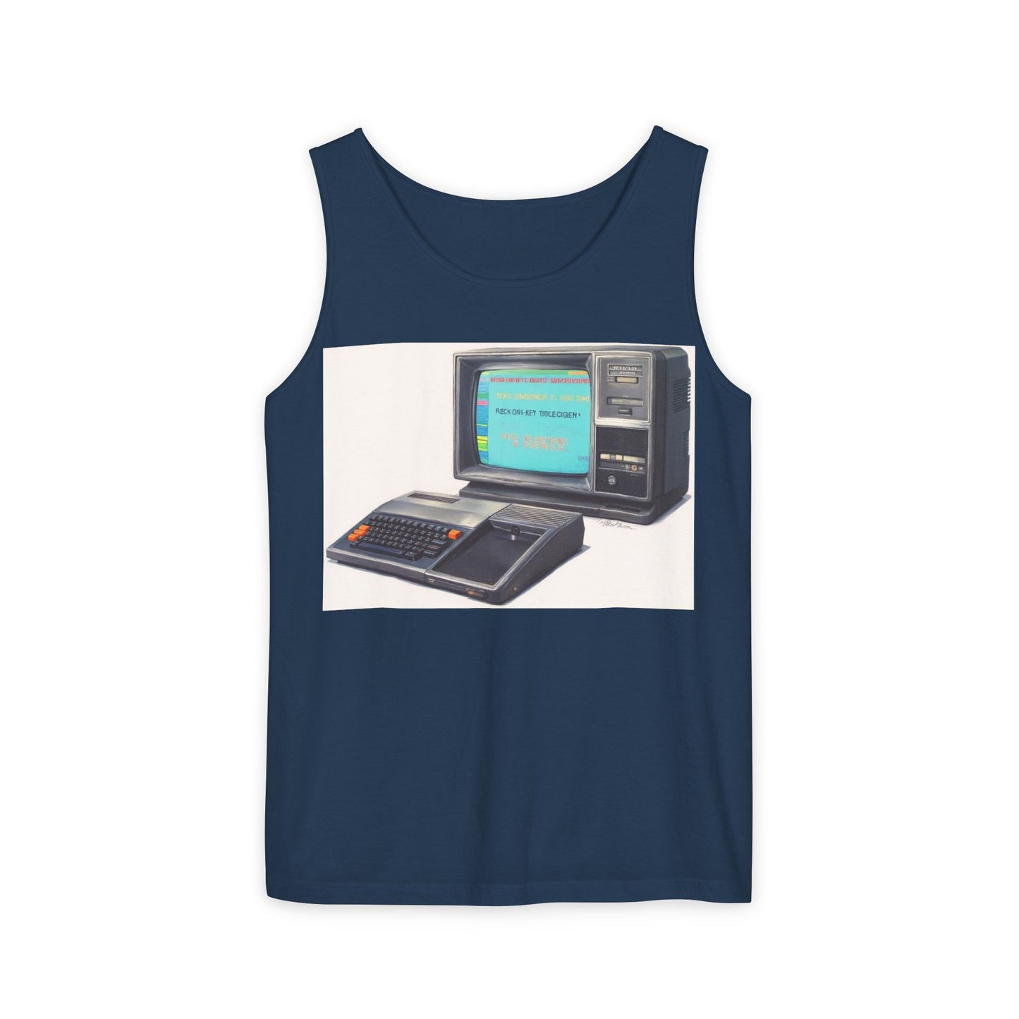 TI-99/4A Home Computer Inspired Tank Top | Mosaic Art Color | Unisex Retro Graphic Tee for Tech Lovers, Summer Fashion, Gift for Nerds, Festival Wear, 80s Style