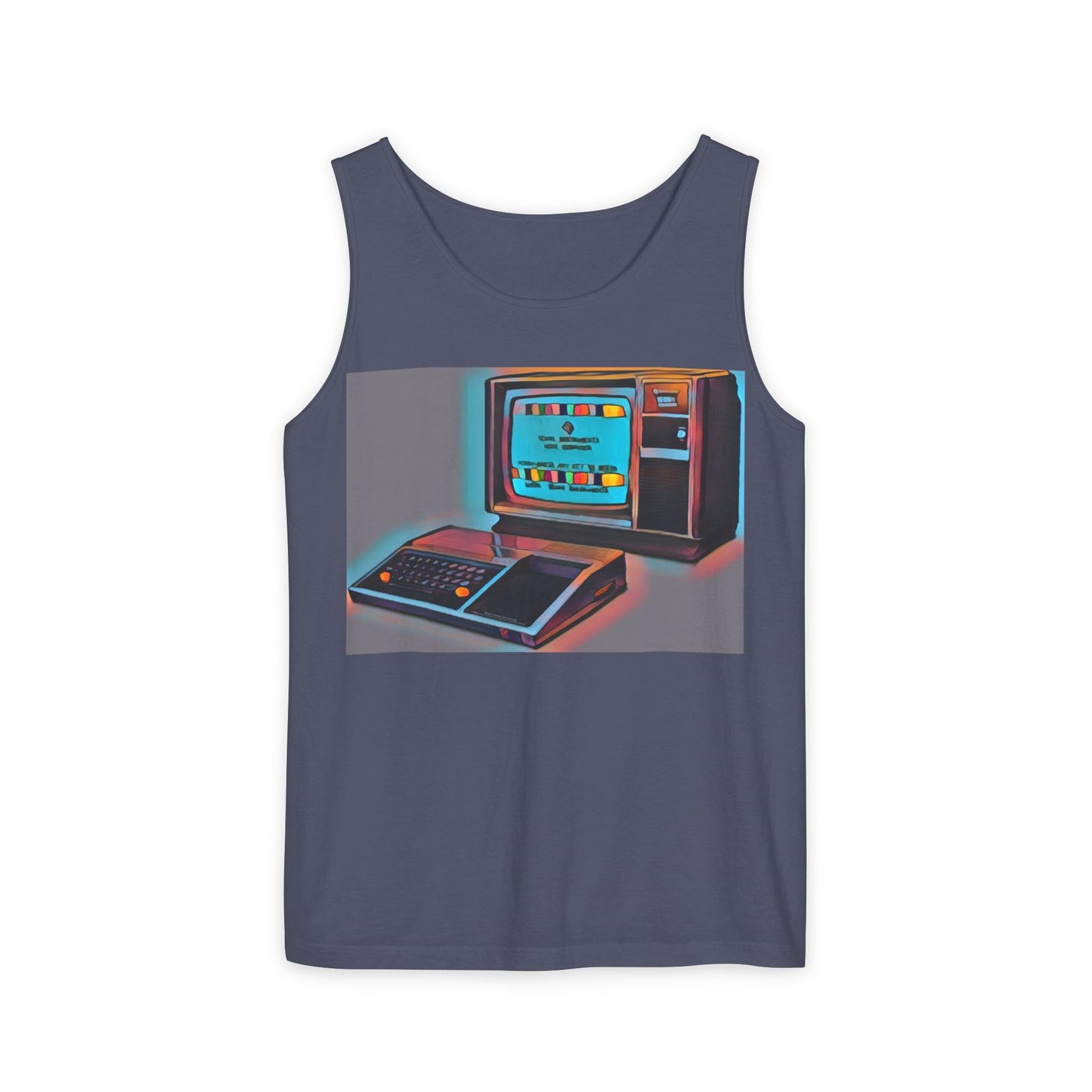 TI-99/4A Computer Inspired Tank Top | Print Art Color | Unisex Retro Graphic Tee for Tech Lovers, Summer Fashion, Gift for Nerds, Festival Wear, 80s Style