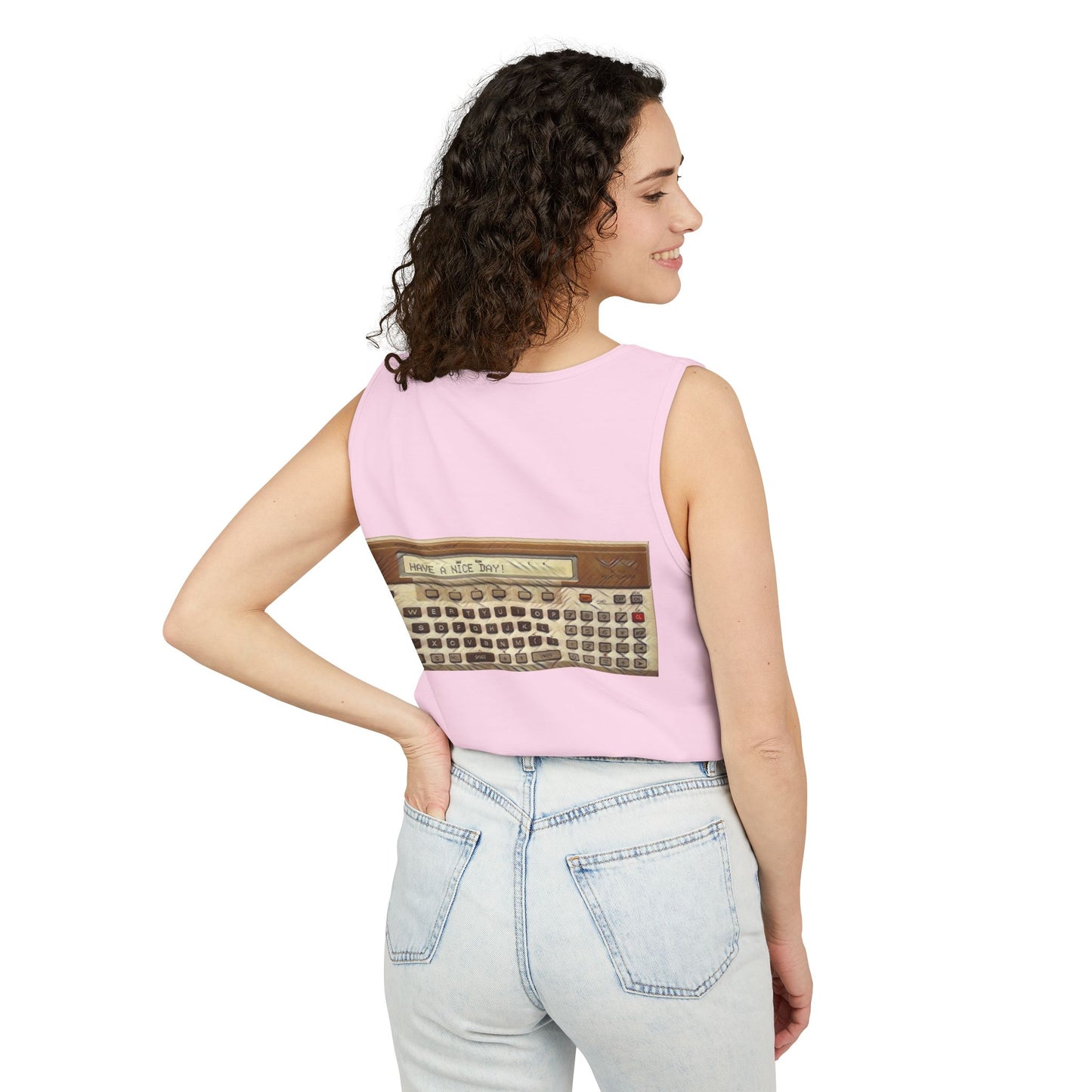 Pocket Computer Inspired Tank Top | Unisex Retro Graphic Tee for Tech Lovers, Summer Fashion, Gift for Nerds, Festival Wear, 80s Style