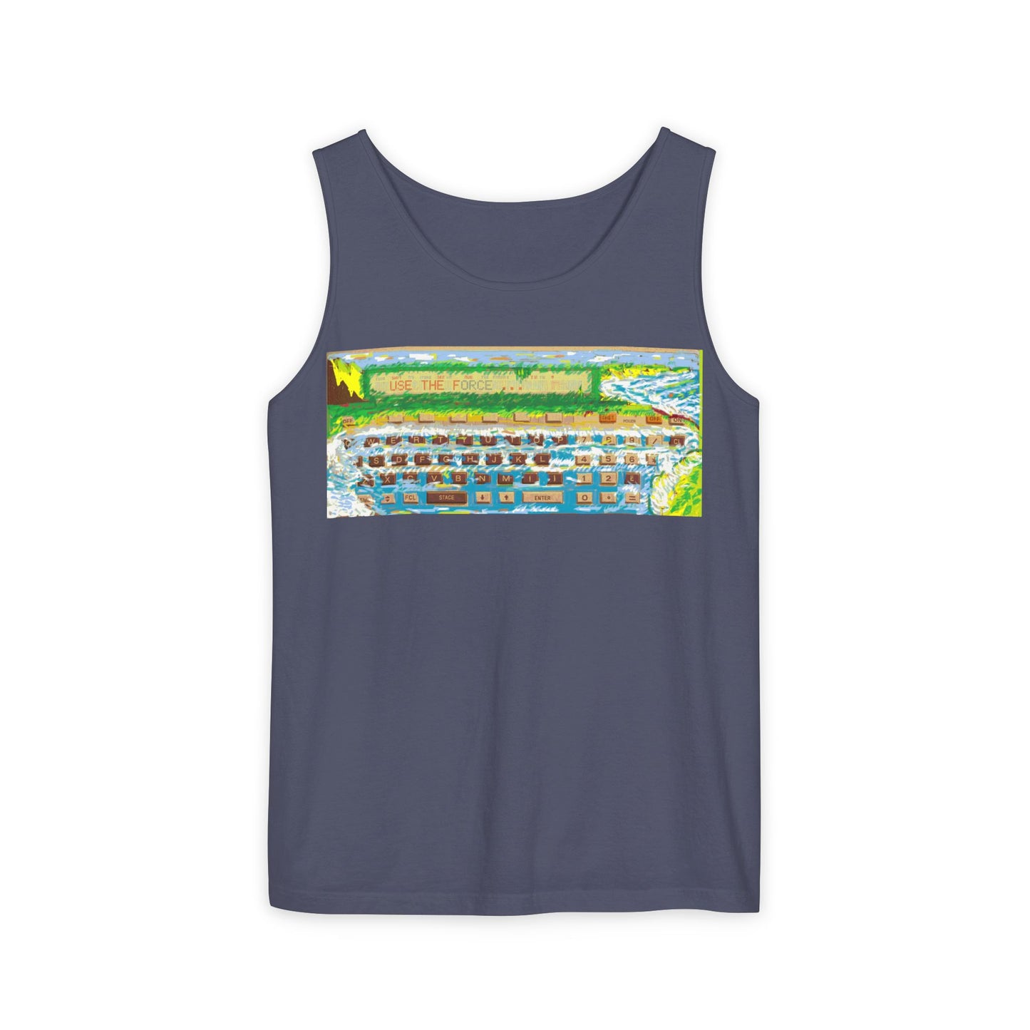 Pocket Computer Inspired Tank Top | Unisex Retro Graphic Tee for Tech Lovers, Summer Fashion, Gift for Nerds, Festival Wear, 80s Style