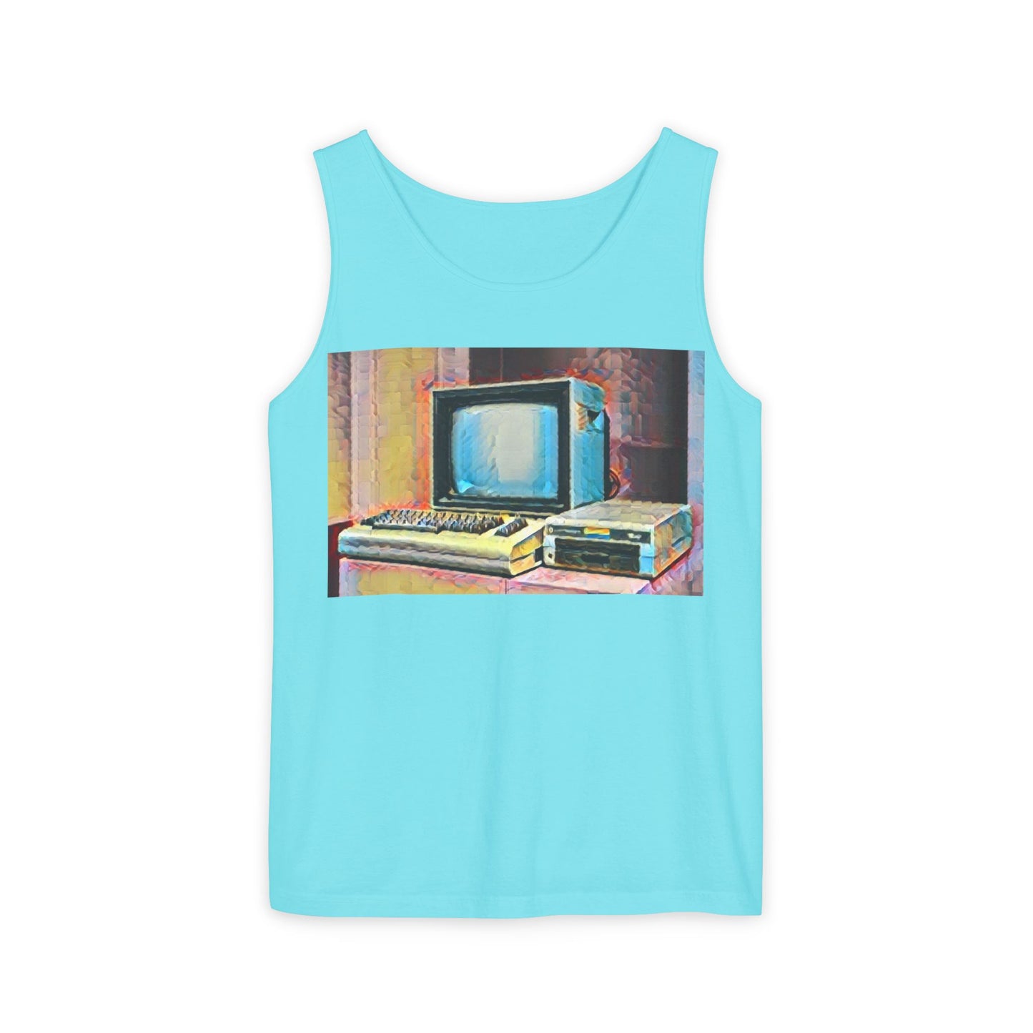 Classic 8 bit home computer inspired Tank Top | Spray Art Color | Unisex Retro Graphic Tee for Tech Lovers, Summer Fashion, Gift for Nerds, Festival Wear, 80s Style