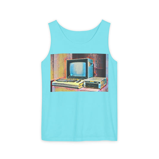 Classic 8 bit home computer inspired Tank Top | Spray Art Color | Unisex Retro Graphic Tee for Tech Lovers, Summer Fashion, Gift for Nerds, Festival Wear, 80s Style