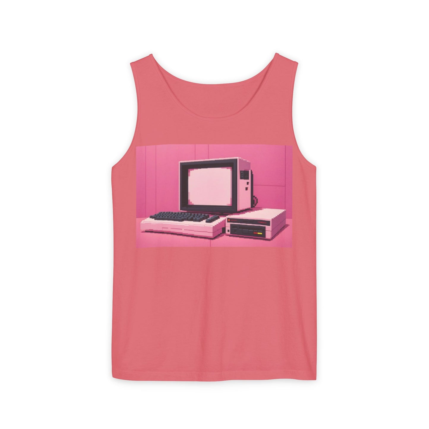Classic 8 bit home computer inspired Tank Top | Pixel Art Color | Unisex Retro Graphic Tee for Tech Lovers, Summer Fashion, Gift for Nerds, Festival Wear, 80s Style