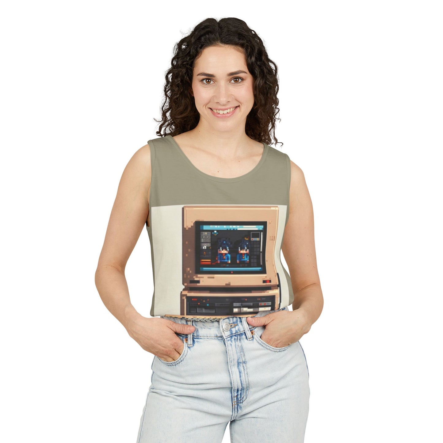 Classic business machine inspired Tank Top | Pixel-Color Art | Unisex Retro Graphic Tee for Tech Lovers, Summer Fashion, Gift for Nerds, Festival Wear, 80s Style