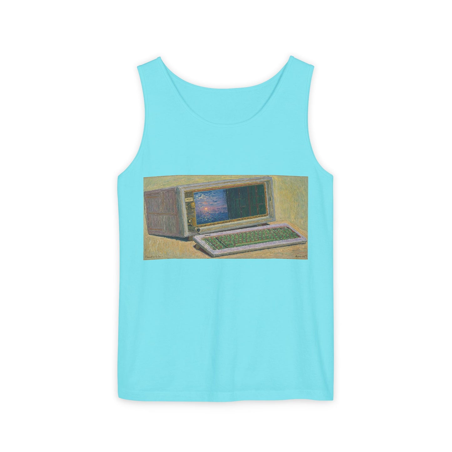 Classic Luggable PC Inspired Tank Top | Unisex Retro Graphic Tee for Tech Lovers, Summer Fashion, Gift for Nerds, Festival Wear, 80s Style