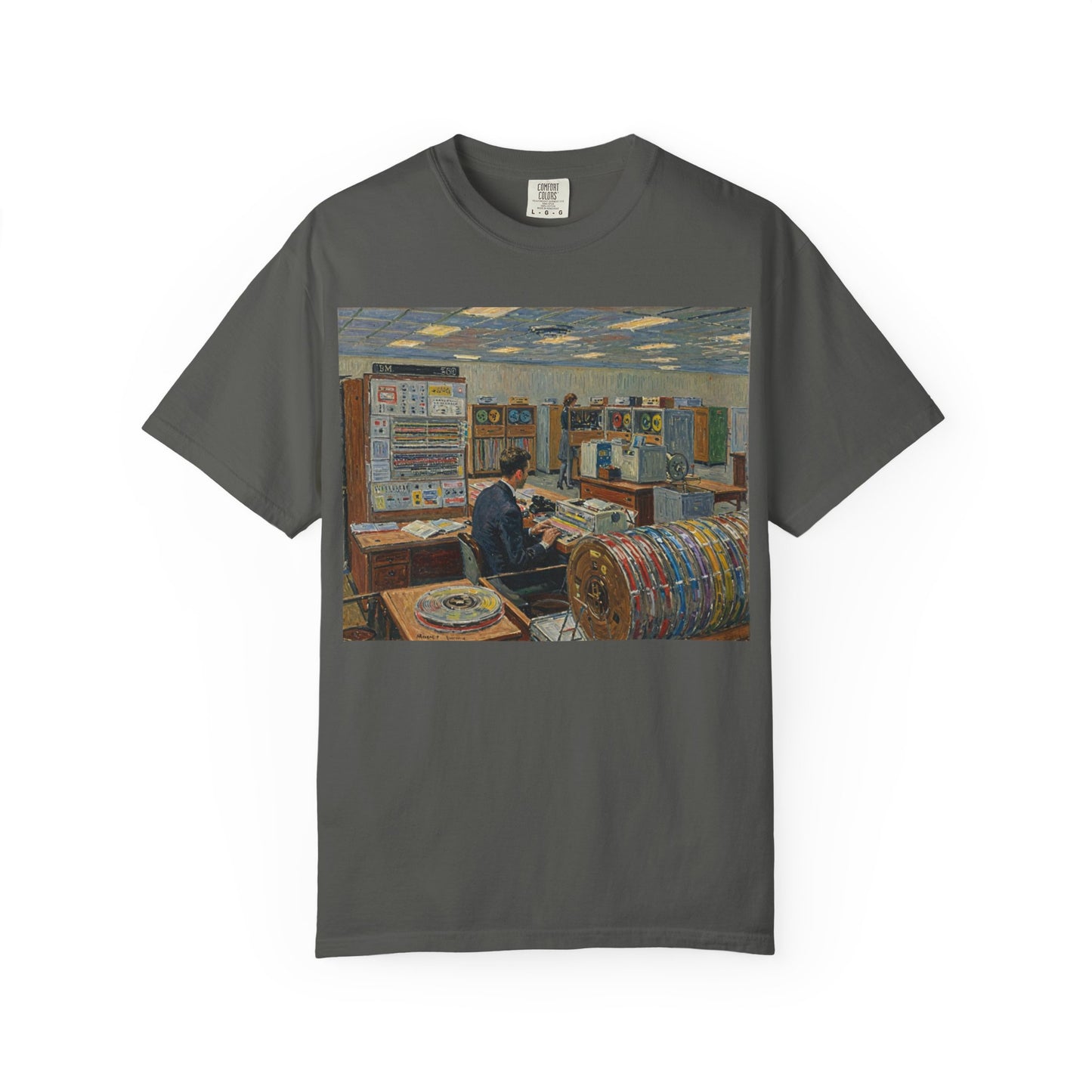 Classic Mainframe T-Shirt with tape storage units on back - Print Art Color