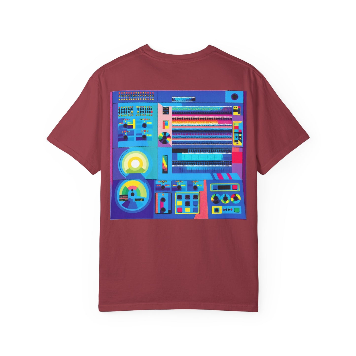 Classic Mainframe Computer T-Shirt with control panel on back - Modern Art Color