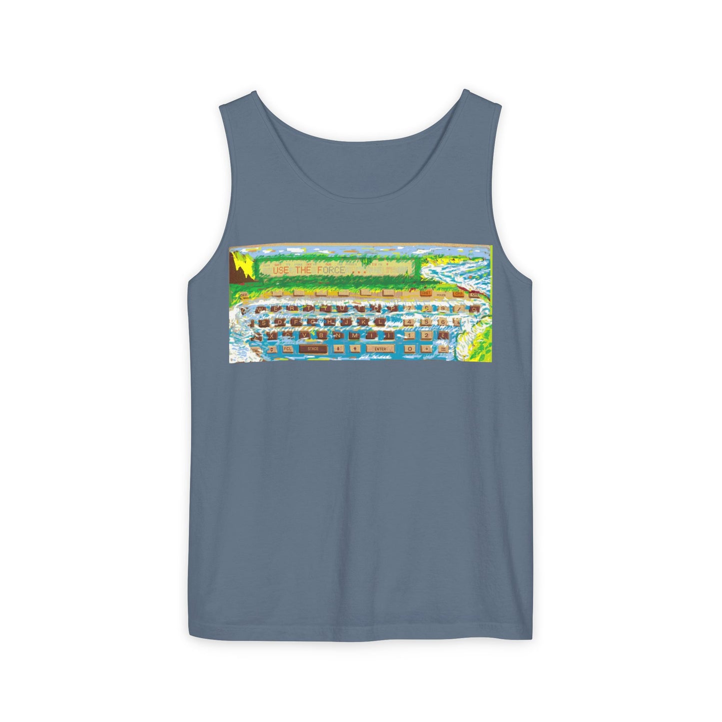 Pocket Computer Inspired Tank Top | Unisex Retro Graphic Tee for Tech Lovers, Summer Fashion, Gift for Nerds, Festival Wear, 80s Style