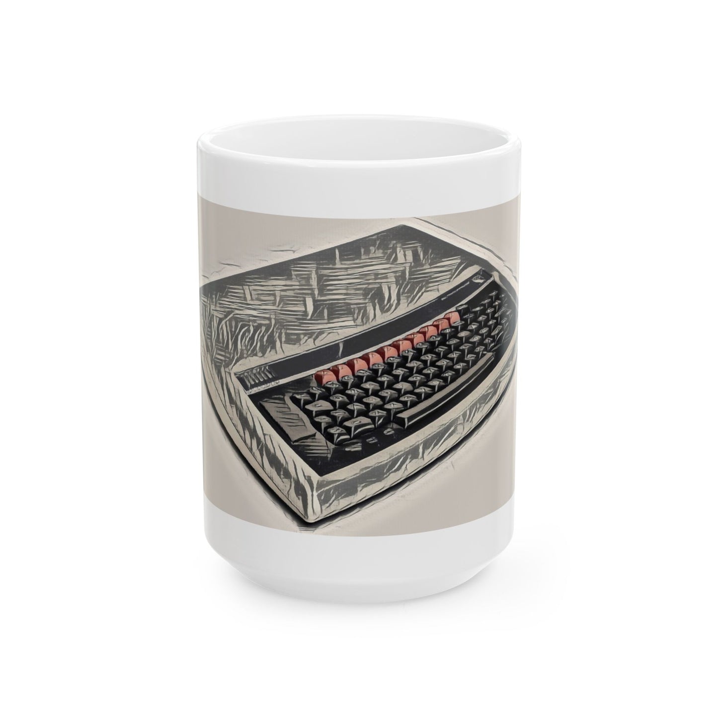 Vintage Computer Ceramic Mug | Classic Micro Computer Ink Art Monochrome Design | Perfect for Tech Lovers