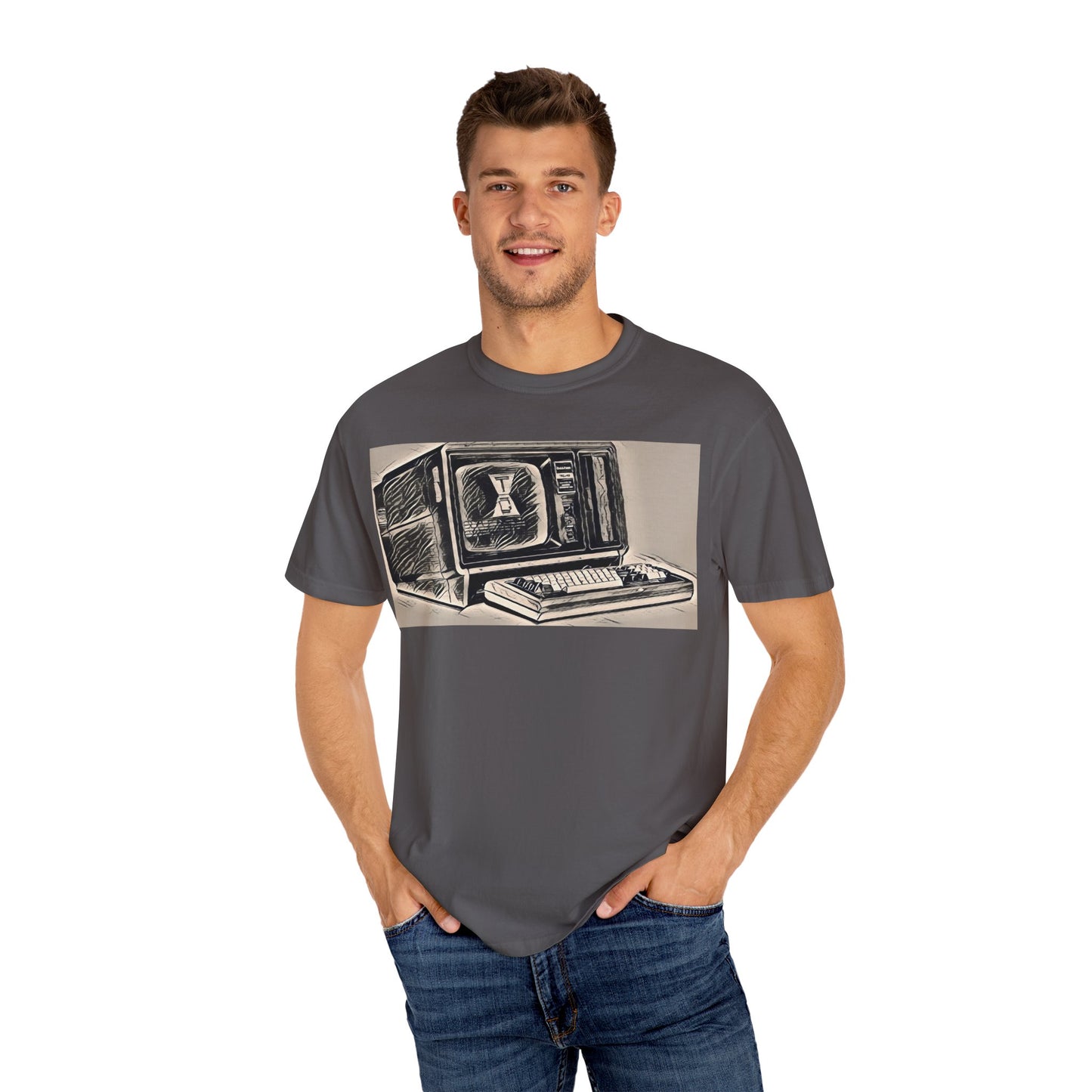 Classic Business Machine With Floppy Disk Bay T-Shirt - Ink Art Monochrome