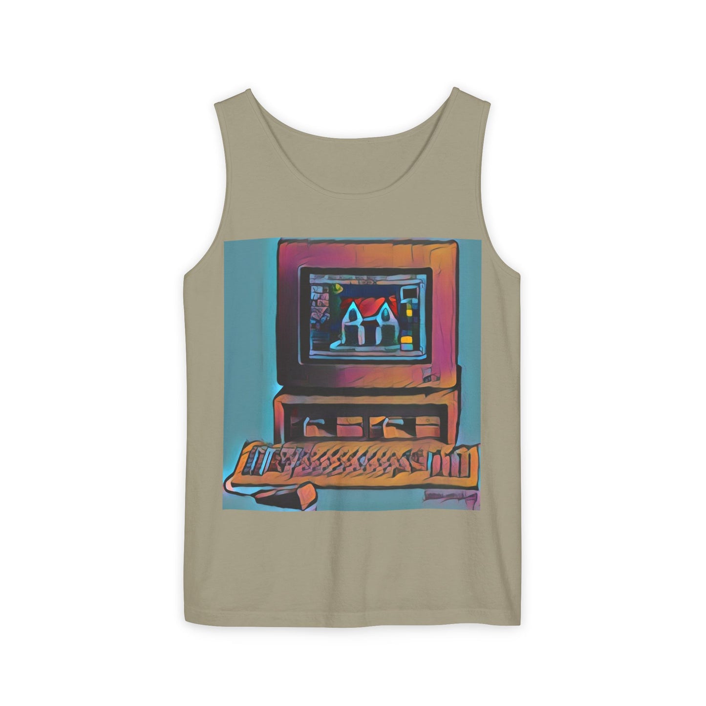 Classic business machine inspired Tank Top | Print Art Color | Unisex Retro Graphic Tee for Tech Lovers, Summer Fashion, Gift for Nerds, Festival Wear, 80s Style