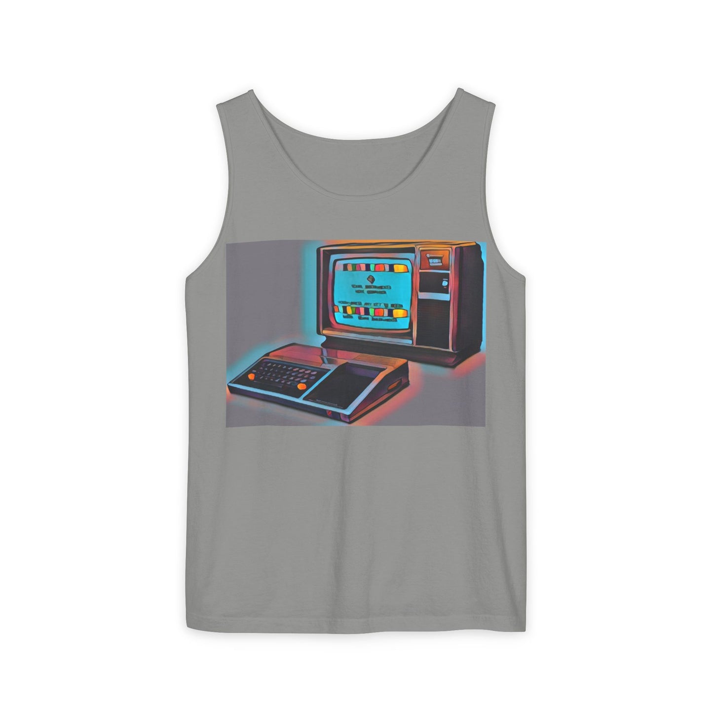 TI-99/4A Computer Inspired Tank Top | Print Art Color | Unisex Retro Graphic Tee for Tech Lovers, Summer Fashion, Gift for Nerds, Festival Wear, 80s Style