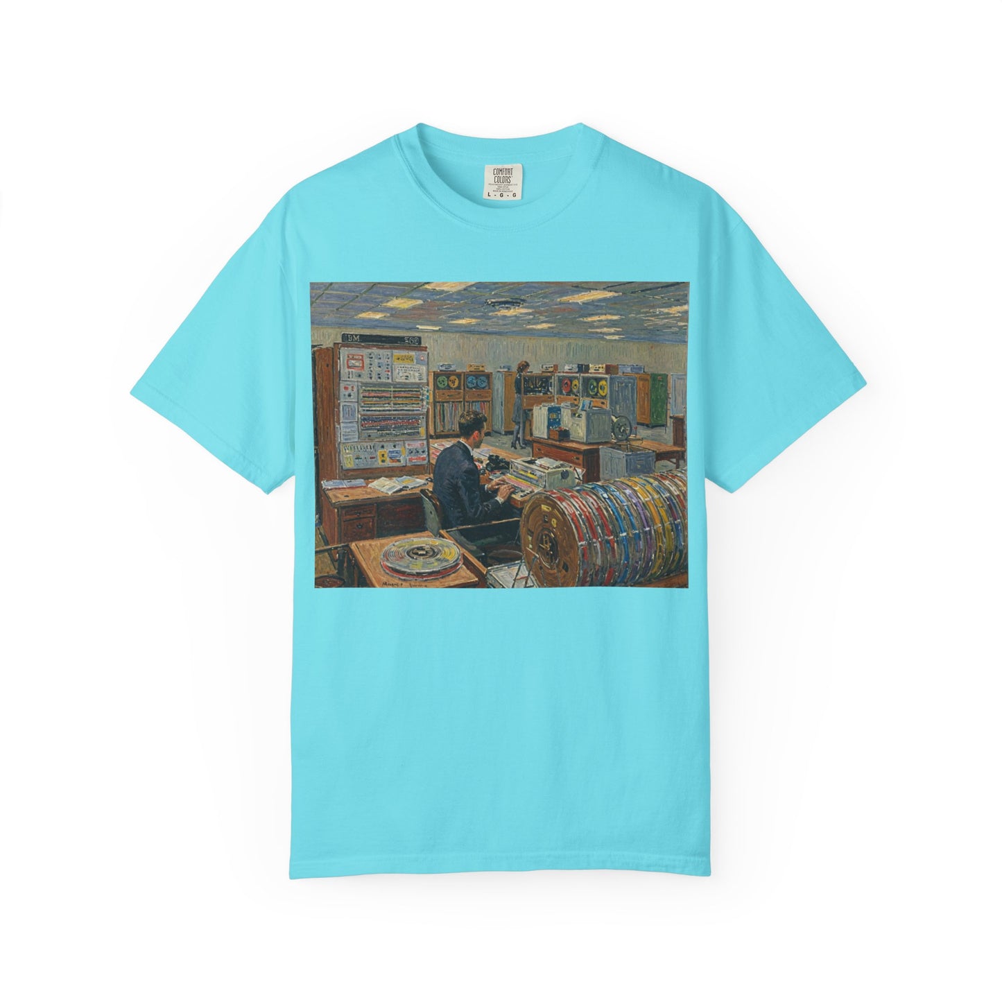 Classic Mainframe T-Shirt with tape storage units on back - Print Art Color