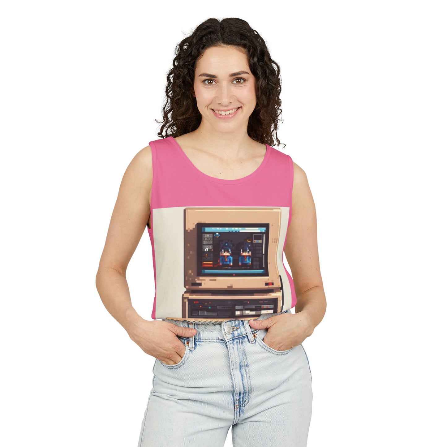Classic business machine inspired Tank Top | Pixel-Color Art | Unisex Retro Graphic Tee for Tech Lovers, Summer Fashion, Gift for Nerds, Festival Wear, 80s Style