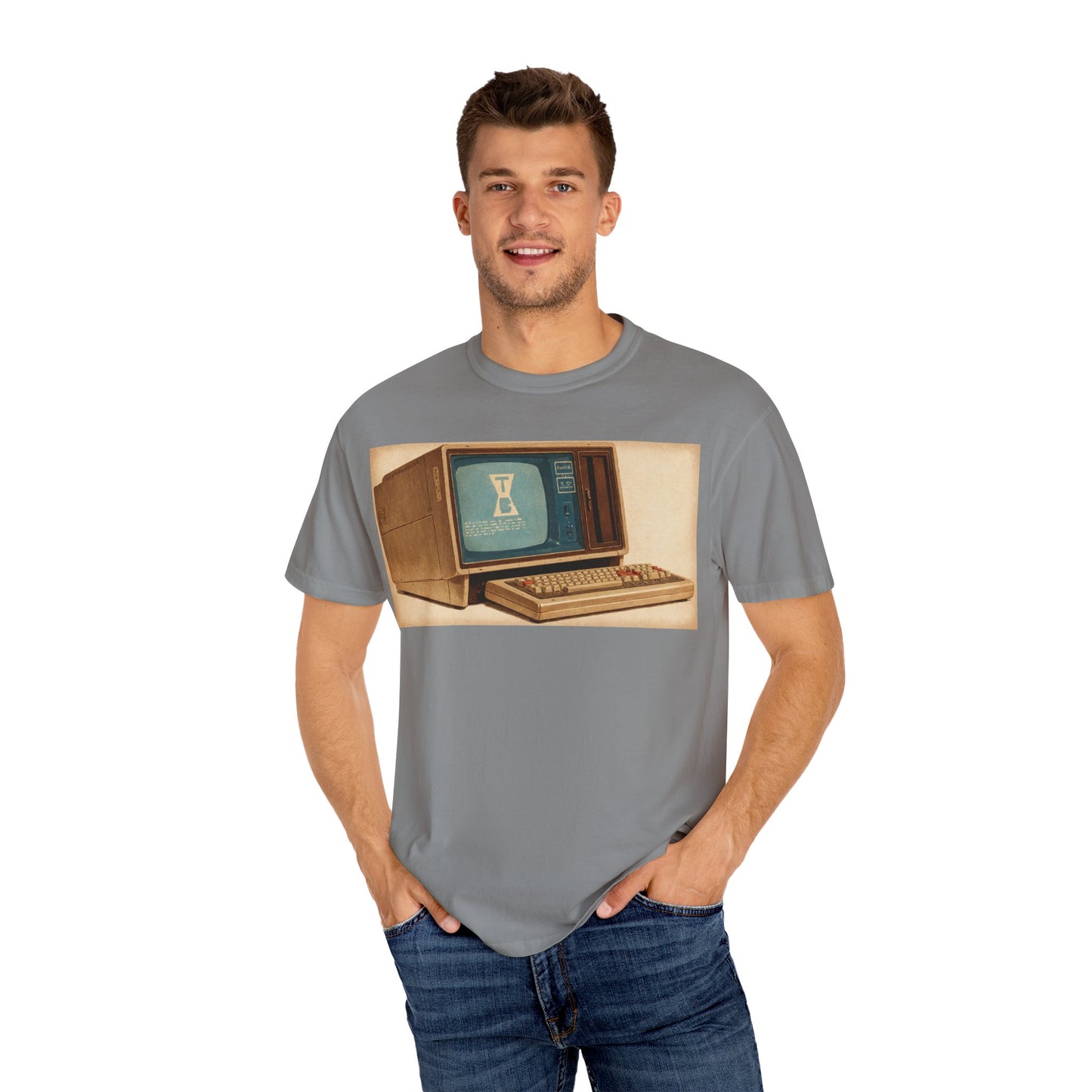 Classic Business Machine With Floppy Disk Bay T-Shirt - Mixed Art Sepia