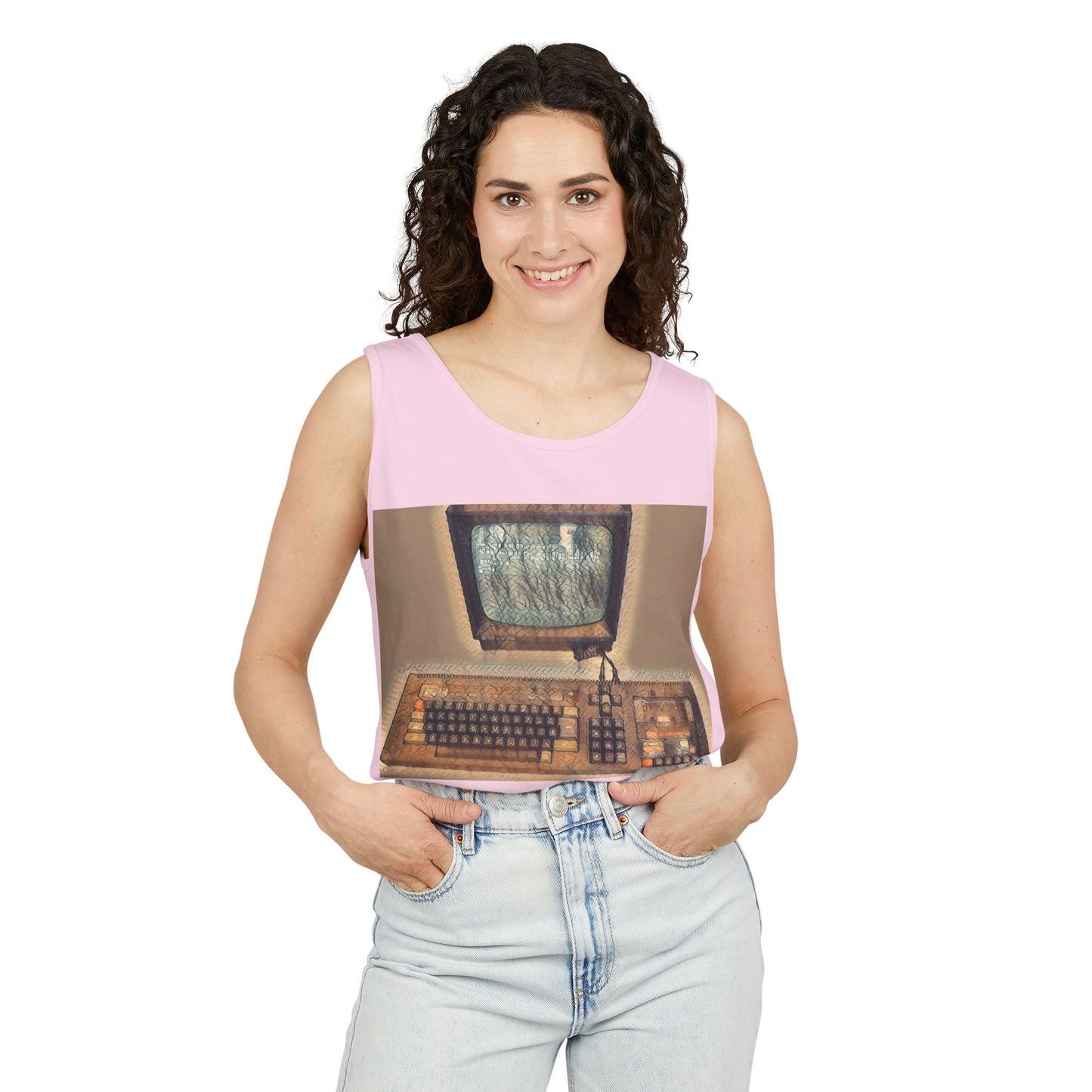 Classic 8 bit home computer inspired Tank Top | Faded Art Color | Unisex Retro Graphic Tee for Tech Lovers, Summer Fashion, Gift for Nerds, Festival Wear, 80s Style
