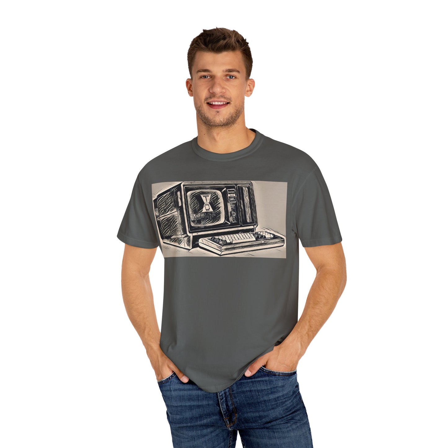 Classic Business Machine With Floppy Disk Bay T-Shirt - Ink Art Monochrome
