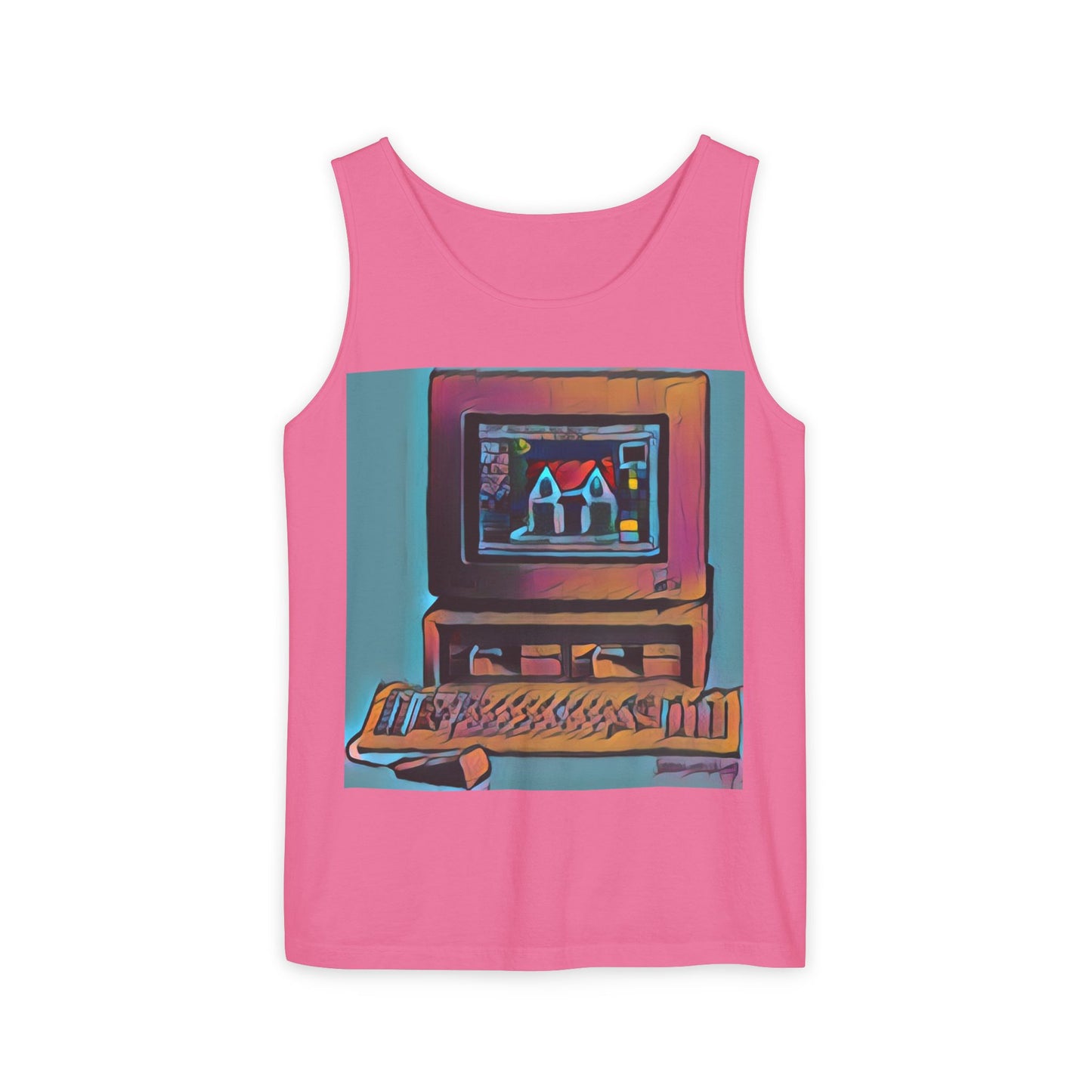 Classic business machine inspired Tank Top | Print Art Color | Unisex Retro Graphic Tee for Tech Lovers, Summer Fashion, Gift for Nerds, Festival Wear, 80s Style