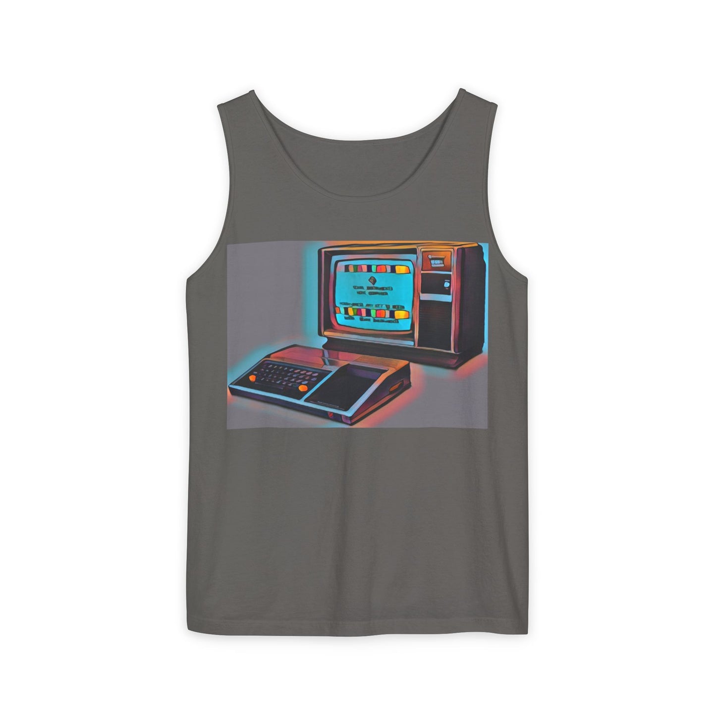 TI-99/4A Computer Inspired Tank Top | Print Art Color | Unisex Retro Graphic Tee for Tech Lovers, Summer Fashion, Gift for Nerds, Festival Wear, 80s Style