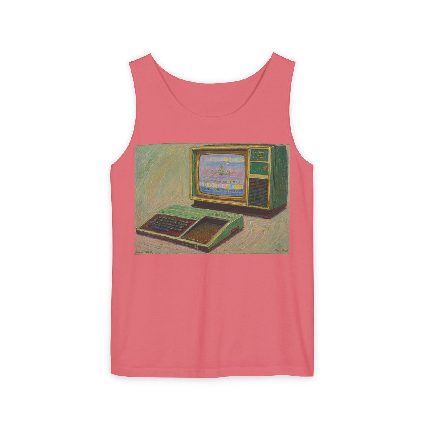 TI-99/4A Home Computer Inspired Tank Top | Oil Art 2 | Unisex Retro Graphic Tee for Tech Lovers, Summer Fashion, Gift for Nerds, Festival Wear, 80s Style