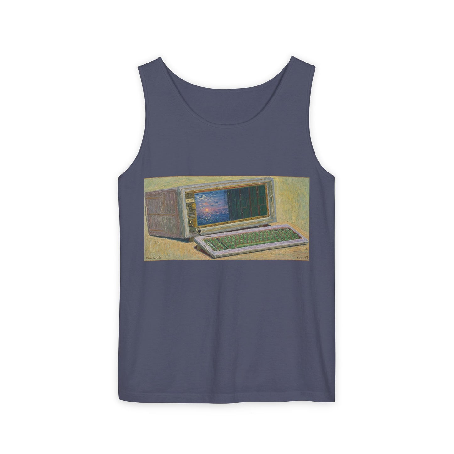 Classic Luggable PC Inspired Tank Top | Unisex Retro Graphic Tee for Tech Lovers, Summer Fashion, Gift for Nerds, Festival Wear, 80s Style