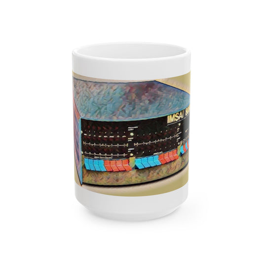 Vintage Computer Ceramic Mug | IMSAI 8080 Computer Ink Art Color Design | Perfect for Tech Lovers