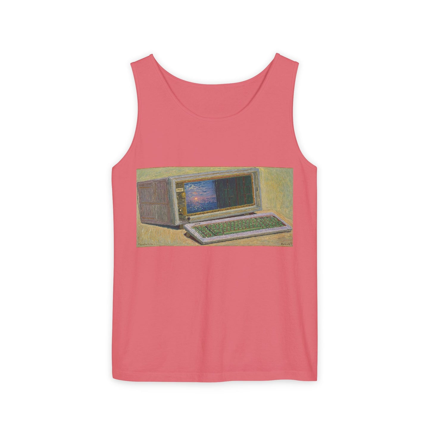Classic Luggable PC Inspired Tank Top | Unisex Retro Graphic Tee for Tech Lovers, Summer Fashion, Gift for Nerds, Festival Wear, 80s Style