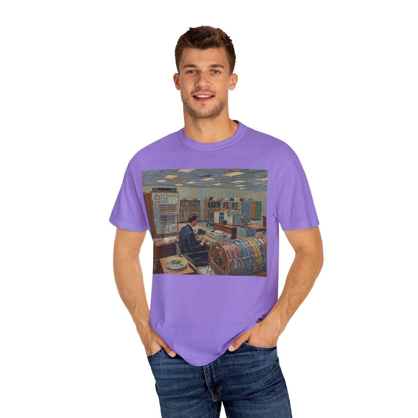 Classic Mainframe T-Shirt with tape storage units on back - Print Art Color