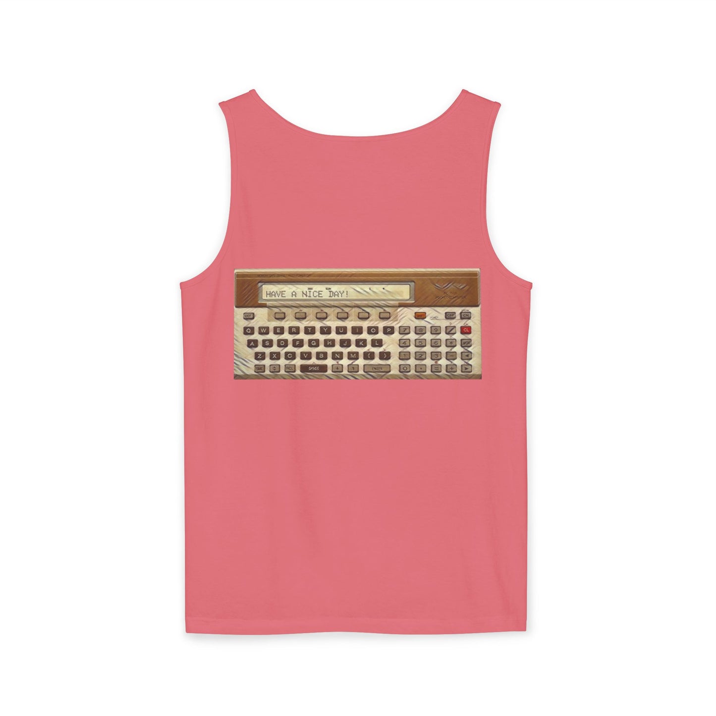 Pocket Computer Inspired Tank Top | Unisex Retro Graphic Tee for Tech Lovers, Summer Fashion, Gift for Nerds, Festival Wear, 80s Style