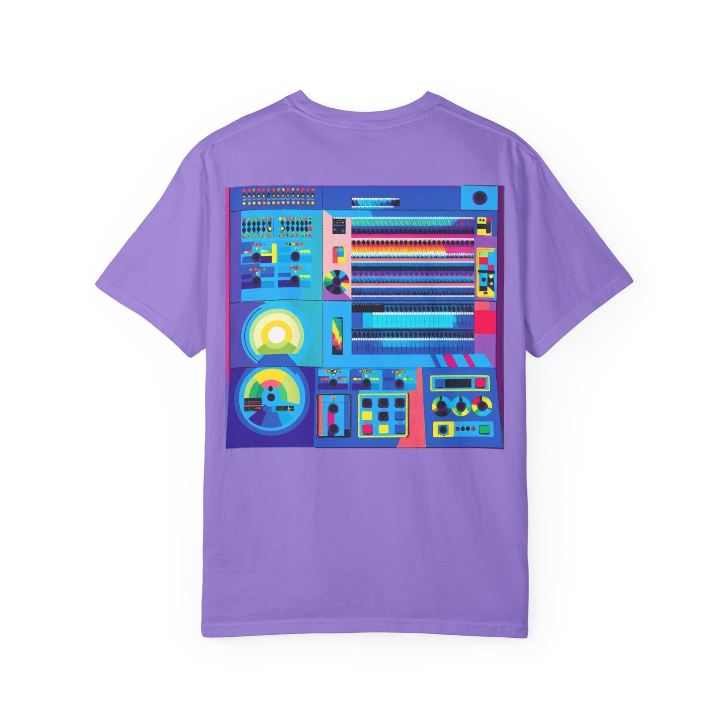 Classic Mainframe Computer T-Shirt with control panel on back - Modern Art Color