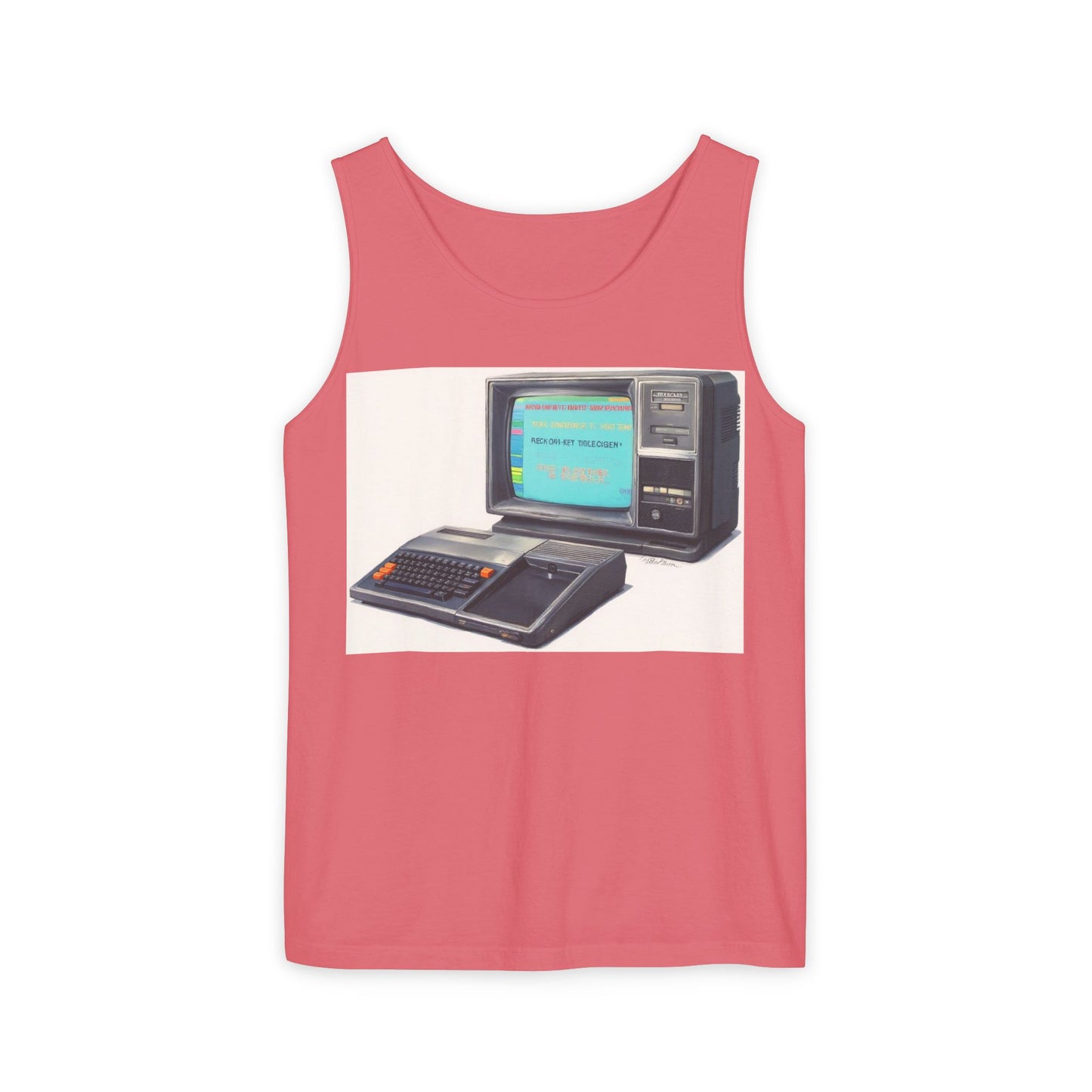 TI-99/4A Home Computer Inspired Tank Top | Mosaic Art Color | Unisex Retro Graphic Tee for Tech Lovers, Summer Fashion, Gift for Nerds, Festival Wear, 80s Style