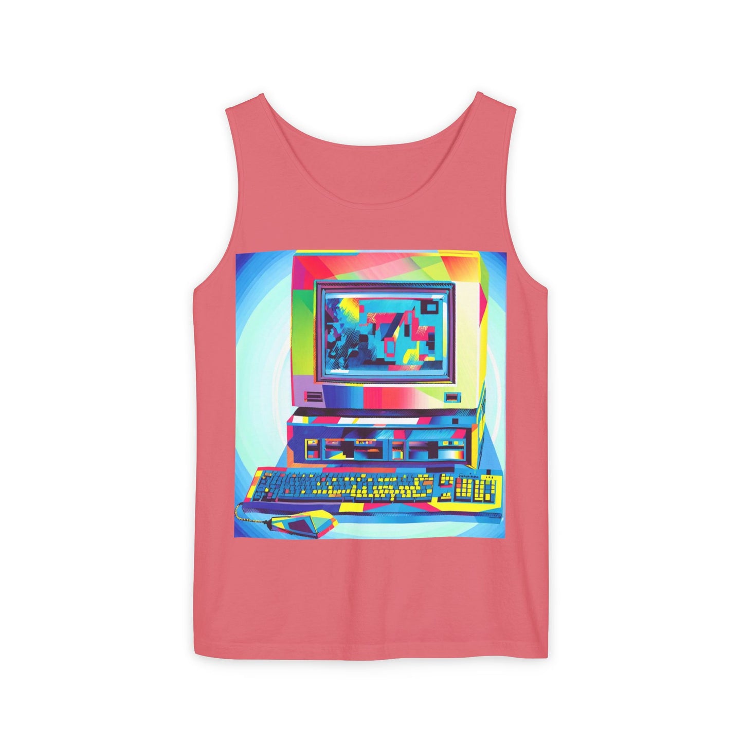 Classic business machine inspired Tank Top | Multi-Color Art | Unisex Retro Graphic Tee for Tech Lovers, Summer Fashion, Gift for Nerds, Festival Wear, 80s Style